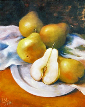 pears on silver