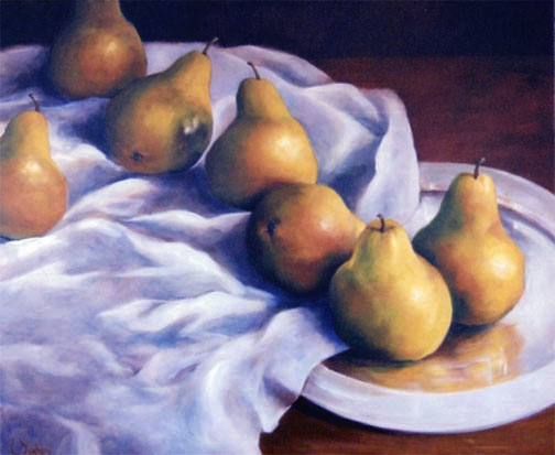 pears around a cloth